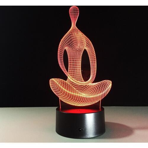 3D Visual 7 Color Yoga Lamp Led Night Lights For Kids Touch Usb Table Lampara Lampe Baby Sleeping Nightlight Usb Led Light Lamp