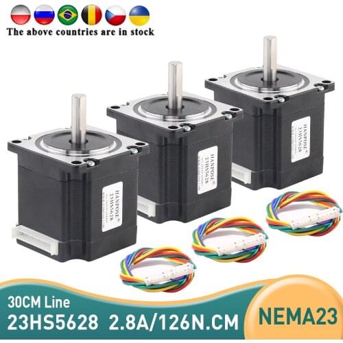 3PCS 23HS5628 4-lead Nema 23 Stepper Motor 57 motor 126N.CM 2.8A for CNC milling machine NEMA23 Stepper Motor