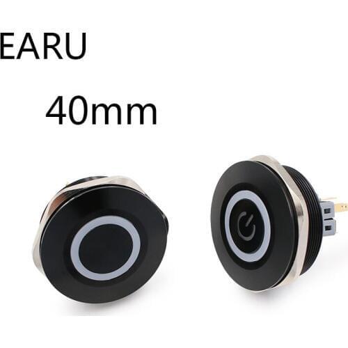40mm Alumina Metal Push Button Switch Flat Ring Round Momentary 6 Pin Car Switches Reset Latching Fixation 12V 24V Car Switches