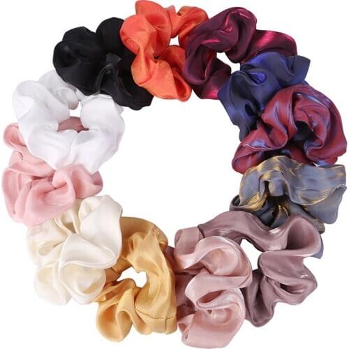 Free shipping Fashion womens Retro ins Elastic Hairbands korea style hair Solid color Scrunchies girls Hair Accessories