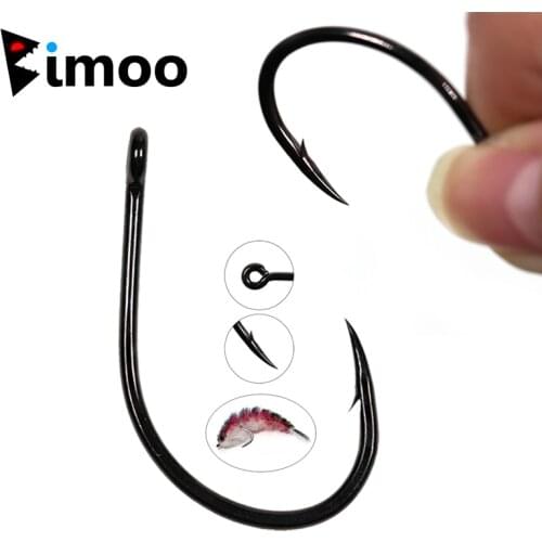 Bimoo 200PCS Carbon Steel Big Finesse Game Changer Streamer Tube Trailer Flies Hook Tying Material Short Shank Barbed Hook 8-6/0