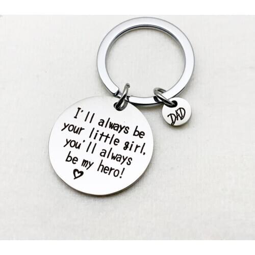 Oeinin Father Keychain You'll Always Be My Hero Chain Bags Bog/girl Alloy Stainless Letter Color Key Ring Pendant Accessories
