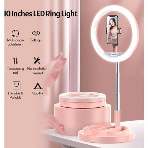 Dimmable Led Selfie Ring Light Profissional With Stand Foldable Portable Ring Photography Lamp For Phone Makeup Video Live