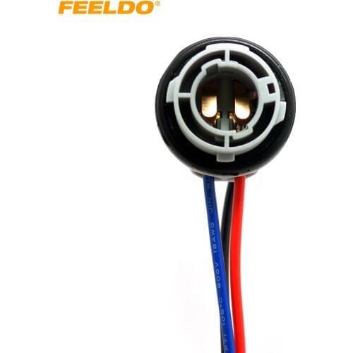 FEELDO 10Pcs Car 1157 BAY15D LED Bulbs Brake Signal Lights Socket Harness Plugs #FD-3819