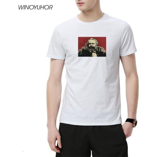 Mens T-Shirts Karl Marx Novelty Cotton Tees Communism Marxism Socialism T Shirts Summer New Arrival Crew Neck Tops Streetwear