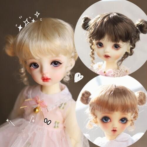 BJD doll fake wig is suitable for 1/61/8 size fashion imitation mohair cute little Nezha Hair small Chuchoo fake hair brown gold
