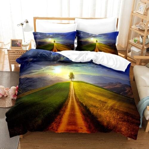 Hill Bedding Set Single Twin Full Queen King Size Mountain Sun Scenery Bed Set Childrens Kid Bedroom Duvetcover Sets 010