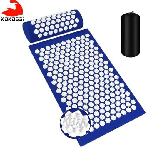 KoKossi Yoga Mat Acupoint Massage Relieves Stress Back Foot Massage Pain Spike Mat Acupuncture Massage With Pillow Yoga Cushion