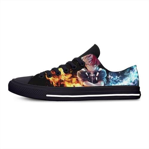 Anime My Hero Academia Todoroki Shouto Fashion Cool Casual Cloth Shoes Low Top Harajuku Breathable 3D Print Men women Sneakers