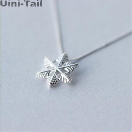 Uini-Tail hot new925 sterling silver snowflake necklace girl cute fashion trend literary accessories to send girlfriend birthda