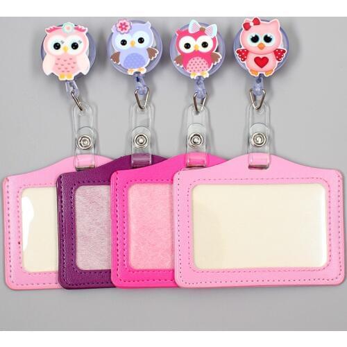 Cute Candy Color Owl Resin Badge Scroll Nurse Office Reel Character Scalable Student Exhibition Business Card Badge Holder