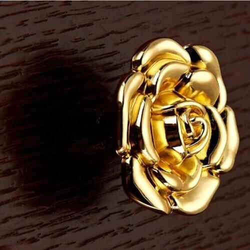Modern fashion deluxe gold Creative flower furniture knob gold drawer shoe cabinet kitchen cabinet dresser knob pull