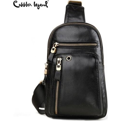 Cobbler Legend Men Genuine Leather Chest Bag for Men Shoulder Messenger Sling Bag Design Male Crossbody Bags Leather Chest Pack