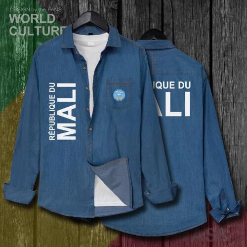 Republic of Mali MLI Malian ML Men Clothes Spring Autumn Cotton Turn-down Collar Jeans Shirt Long Sleeve Cowboy Coat Tops New 20