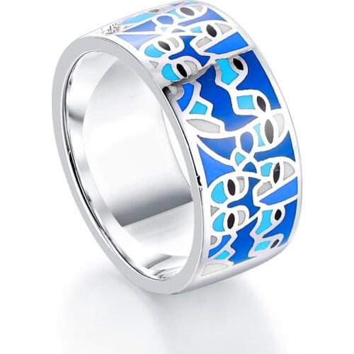 Vintage Enamel Band Ring Jewelry Handmade Enamel 925 Silver Zirconia Rings For Men Man Fine Jewellry 2020 New