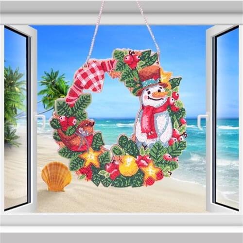 5D Special Shaped Diamond Painting Crown Set Flower Animal Window Door Hanging Wall Art Kits Holiday Christmas Gift Ornaments