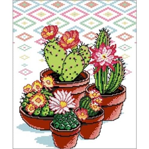 Cactus combination patterns counted 11CT 14CT 18CT DIY Cross Stitch Sets wholesale Cross-stitch Kits Embroidery Needlework