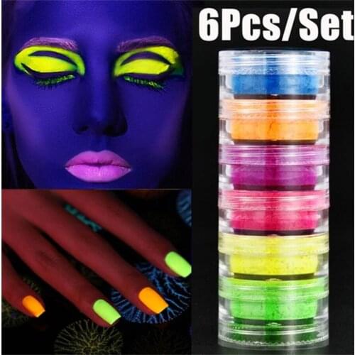 Neon Nail Pigment Nail Powder Matte Fluorescent Gradient Eyeshadow Nail Glitter Iridescent Acrylic Powder Nail Art Accessories