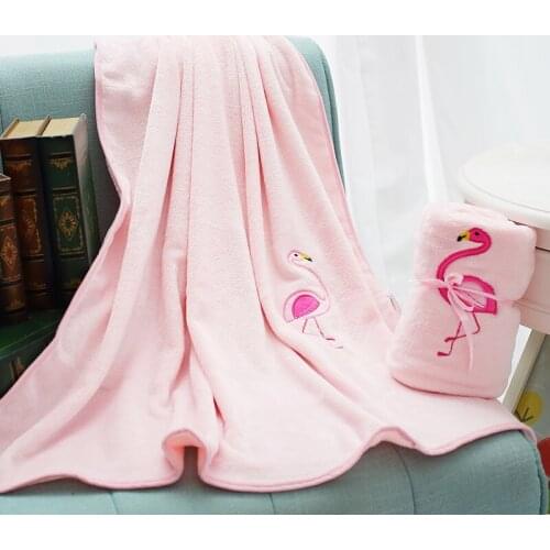 Baby Kawaii Fleece Blanket Flamingo Throw Blanket Cartoon Bedding Stuff Newborn Swaddle Mat Kids Bath Towel Manta Bebe