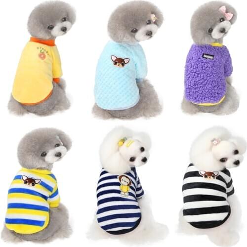 Dog Clothes Winter New Pet Clothes Cats And Dogs Pet Clothes Color Striped Fleece Wholesale