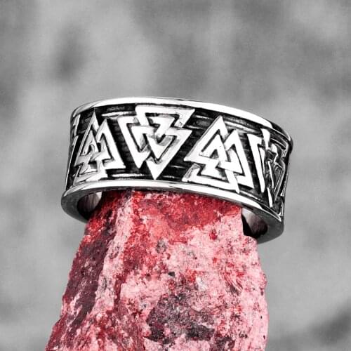 Odin Triangle Viking Symbol Stainless Steel Mens Rings Punk Hip Hop for Male Boyfriend Biker Jewelry Creativity Gift Wholesale