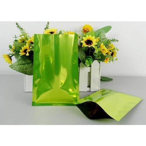 DHL 6*9cm 3500Pcs/ Lot Open Top Green Aluminum Foil Plain Pocket Snack Vacuum Party Pack Bags Mylar Heat Seal Tea Coffee Pouch