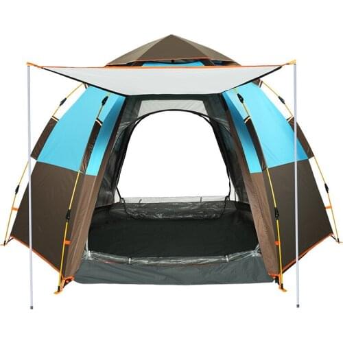 Tent outdoor 3-4 people family fully automatic multi-person camping double-decker rain protection leisure camping tent