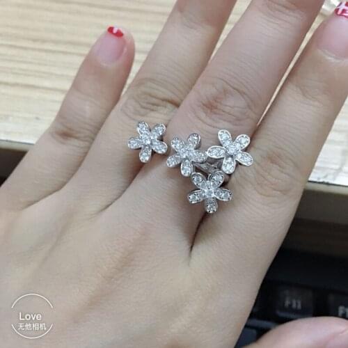 Hot brand S925 sterling silver party jewelry 4 clover ring,four flowers inter finger ring for women female famous brand jewelry