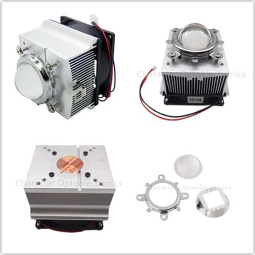 4pcs LED Heatsink Cooling Radiator + 60 90 120 Degrees Lenes + Reflector Bracket + Fans For High Power 20W 30W 50W 100W LED