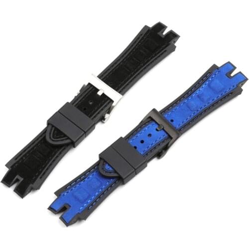 28mm Genuine Leather Rubber Silicone Watchband For Roger Dubuis EXCALIBUR Series Watch Strap Pin Buckle