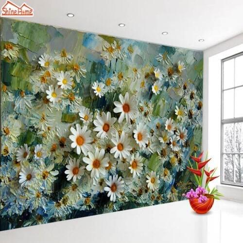 ShineHome-Custom 3d Photo Wallpaper Murals for Living Room Wallpapers Wall Papers Home Decor Prints Floral Blossom TV Background
