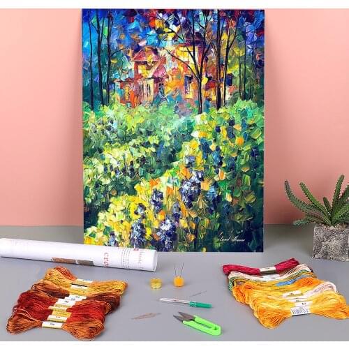 Hidden Home Printed Fabric 11CT Cross Stitch Embroidery Full Kit DMC Threads work Craft Sewing Painting Mulina Design