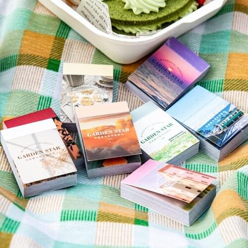 50pcs Aesthetic Scenery Sticky Book Style Deco Stationery Scrapbooking Decorative background Stickers Sticky Notes