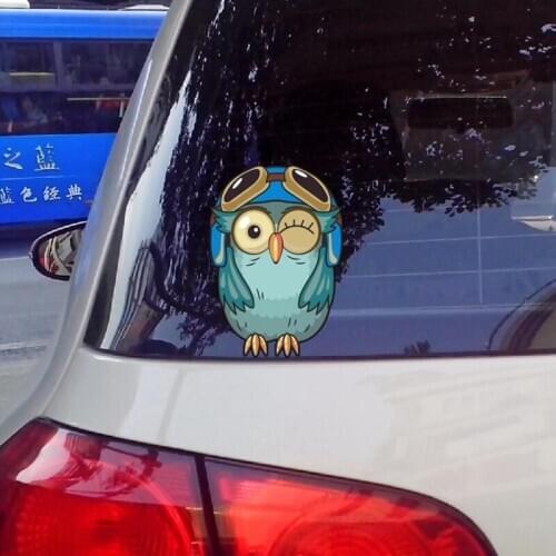 Reflective Car Sticker Funny Owl Pilot Offbeat Accessories Decals Vinyl Cover Scratches Waterproof Motorcycle 15cmx10.5cm