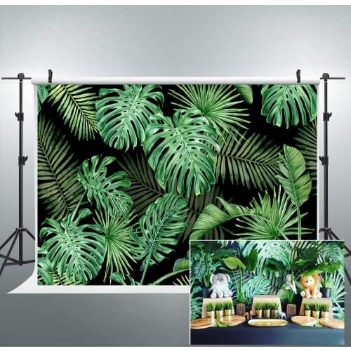Jungle Leaves Tropical Party Theme Birthday Backdrop Decor Photography Background for Pictures YouTube Video Baby Shower B-49
