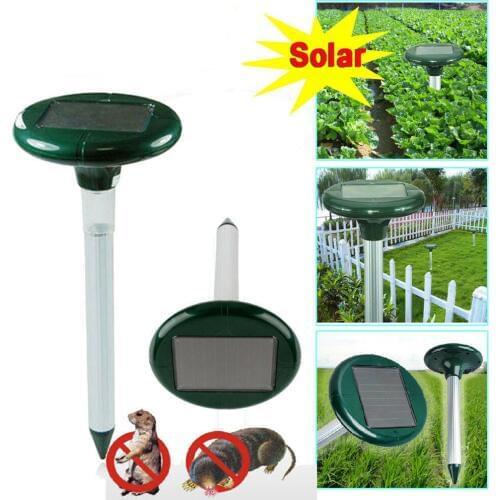 2pcs Solar Power Outdoor Garden Repellent Ultrasonic Mole Snake Bird Mosquito Mouse Ultrasonic Pest Repeller Control Garden Yard