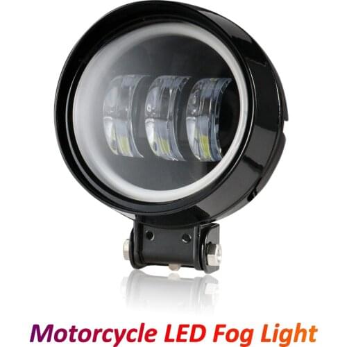 Universal Motorcycle LED Fog Lights Retro Motorbike Scooter Touring Motocross Front Auxiliary Lamp 12V Round Additional Light