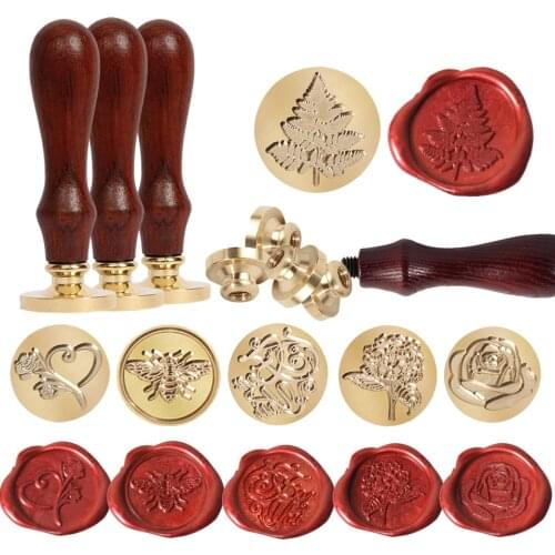 Retro Wooden Handle Envelope Sealing Wax Diy Letter Wax Seal Stamps Metal Decorate Birthday Card Sealing Wax Stamp Handcrafts