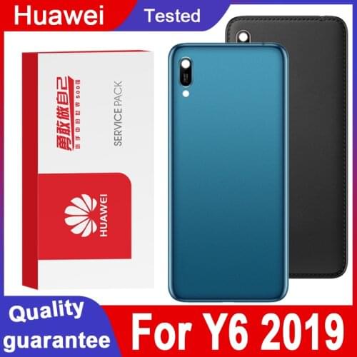 High quality Back Housing Replacement for Huawei Y6 2019 Back Cover Battery Glass with adhesive Sticker For Y6 2019 Rear cover