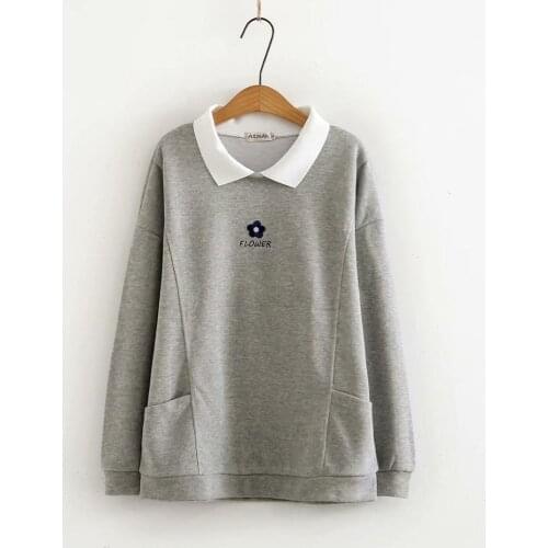 Plus size Turn-down Collar Pockets women cotton loose Sweatshirts 2020 new spring autumn casual ladies soft pullover hoodies