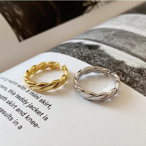 1pc France style 100% REAL. Authentic S925 Sterling Silver Festival Jewelry Twisted Roped Braid twill Lines Band Ring TLJ1245