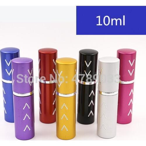 10/30/50pcs Portable Refillable 10ml Glass Perfume Bottle With Aluminum Sprayer Empty Cosmetic Parfum For Traveler