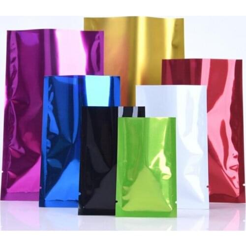 100pcs/Lot Bags Food Coffee Packaging Mylar Aluminum Foil Sample Pouches Open Top Colorful Nuts Vacuum Storage Candy Bags Gifts