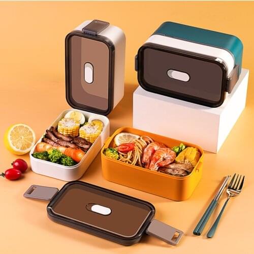 1600ML Lunch Box Microwave and Dishwasher Safe Leakproof Bento Box Double Layer Lunch Bento Container Breakfast Boxe