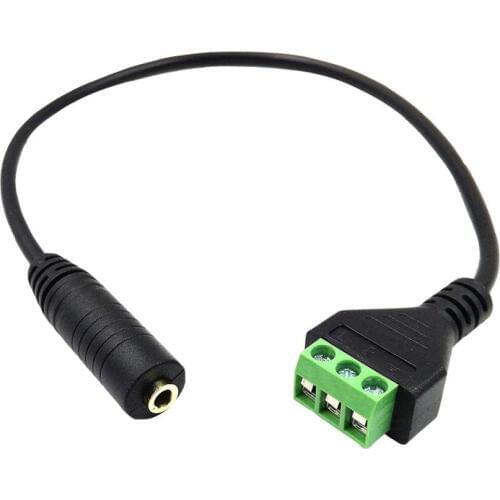 1x 3.5mm 1/8" Stereo TRS 3 Pole Female Jack To AV Screw Video Terminal Solderless Connector Cable 35cm