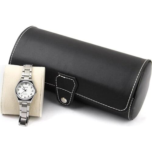 3 Watch PU Leather Travel Roll Case Jewelry Storage Box Holder Organizer