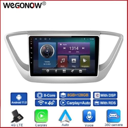 360 6GB+128GB Wireless Carplay DSP Android 10.0 Car DVD Player GPS WIFI Bluetooth RDS Radio For Hyundai Verna Solaris 2017 2018