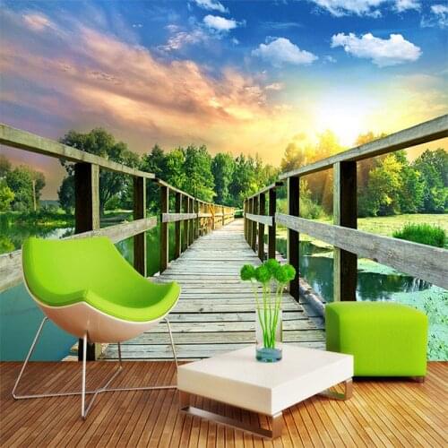 3D Wallpaper Wooden Bridge Corridor Living Room Spatial Extension Personality Wall Mural Wallpapers 3D Landscape Papel De Parede