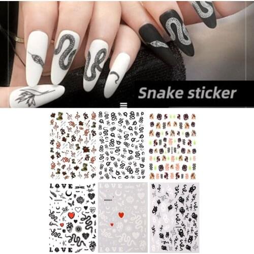 3D Dark Snake Series Seamless Nail Art Stickers Self-adhesive DIY Manicure Decal Decoration Salon Acrylic Tips Tool