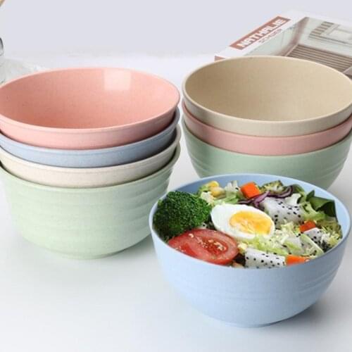 4pcs/set Bowl Wheat Straw Fiber Bowls Unbreakable Large Cereal Bowls Degradable kitchen Sets Eco-Friendly Salad Food Bowls